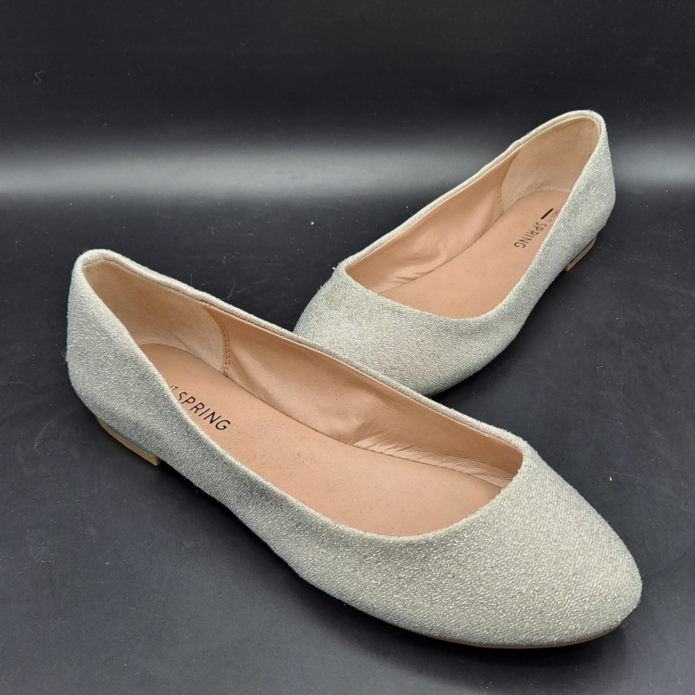 NEW Womens Call It Spring Flats Loafers Silver Grey Sparkle Shoes 5 6 6.5